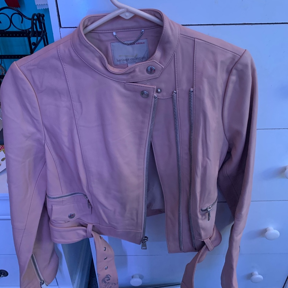 Light pink banana republic real leather jacket